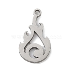 201 Stainless Steel Charms, Laser Cut, Flame Shape Charm, Anti-Tarnish, Stainless Steel Color, 12x7x1mm, Hole: 1mm(STAS-S174-18P)