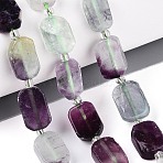 Natural Colorful Fluorite Beads Strands, with Seed Beads, Rectangle, 9.5~14x7~10x4~6.5mm, Hole: 0.8~1mm, about 12~15pcs/strand, 6.69~8.07''(17~20.5cm)(G-C098-A35-01)