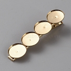Iron Alligator Hair Clips Findings, Flat Round Cabochons Setting, Light Gold, 60x15x13mm, Tray: 14mm(PHAR-WH0019-02A-KCG)