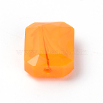 Opaque Solid Color Glass Beads, Imitation Jade, Octagon Rectangle, Orange, 18x13x6.5mm, Hole: 1.2mm(GLAA-WH0025-58K)