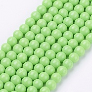 Painted Glass Bead Strands, Baking Paint, Round, Light Green, 6mm, Hole: 1.3~1.6mm, about 133pcs/strand, 31.4 inch(DGLA-S071-6mm-20)