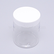 Transparent PET Plastic Bead Containers, with Screw Lids, Column, White, 7.1x8.7cm, Capacity: 250ml(8.45 fl. oz)(X-CON-WH0062-11A-01)