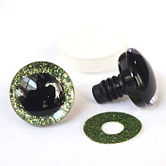 Plastic Safety Craft Eye, with Spacer, PU Sequins Ring, for DIY Doll Toys Puppet Plush Animal Making, Dark Olive Green, 20mm(WG85671-24)