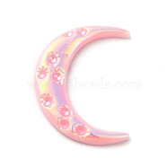 Opaque Resin Cabochons, AB Color Plated, Moon, Pink, 33x25x4mm(CRES-M015-01E)