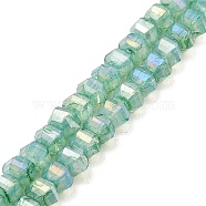 Imitation Jade Glass Beads Strands, Faceted, AB Color Plated, Rondelle, Medium Sea Green, 5x4.5mm, Hole: 1.2mm, about 70pcs/strand, 12.80''(32.5cm)(GLAA-P058-03A-03)