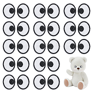 Polyester Embroidery Cloth Iron on Patches, Costume Accessories, Cartoon Eyes, White, 35x29x1.5mm, 20 pairs/box(PATC-BC0001-06B)