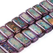 Natural Imperial Jasper Beads Strands, Dyed, Rectangle, Purple, 20.5x10.5x6mm, Hole: 1.1mm, about 20pcs/strand, 8.07 inch(20.5cm)(G-L604-F01-01B)