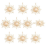 BENECREAT 10Pcs Brass Solar Eclipse Pendants, Nickel Free, Sun, Real 18K Gold Plated, 15.5x15x2mm, Hole: 1.2mm(KK-BC0013-13)