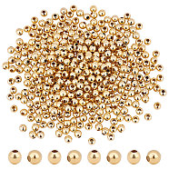 304 Stainless Steel Beads, Round, with Bead Container, Golden, 4x3.5mm, Hole: 1.6mm, about 400pcs/box(STAS-UN0001-64G)