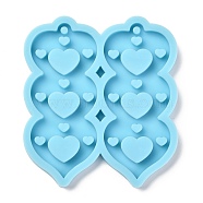 Pendant Silicone Molds, Resin Casting Molds, For UV Resin, Epoxy Resin Jewelry Making, Heart, Dark Cyan, 82x75x7mm(DIY-P022-07)