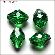 Imitation Austrian Crystal Beads, Grade AAA, Faceted, Bicone, Green, 10x13mm, Hole: 0.9~1mm(SWAR-F054-13x10mm-15)