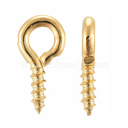 Iron Screw Eye Pin Peg Bails, For Half Drilled Beads, Golden, 8x4x1mm, Hole: 2mm(X-E561Y-G)