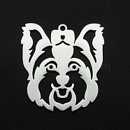 201 Stainless Steel Pendants, Laser Cut, Hollow, Dog, Stainless Steel Color, 32x29x1mm, Hole: 1.6mm(STAS-R111-JA672)