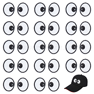 Polyester Embroidery Cloth Iron on Patches, Costume Accessories, Cartoon Eyes, White, 35x29x1.5mm, 20 pairs/box(PATC-BC0001-06B)