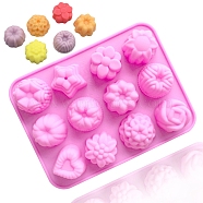 Flower Soap Silicone Molds, For DIY Soap Craft Making, Hot Pink, 205x153x25mm(SOAP-PW0001-072)