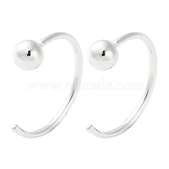 999 Sterling Silver Pull Through Earrings, Silver, Round, 12x3mm(EJEW-P296-26A-S)