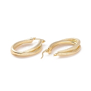 Chunky Textured Huggie Hoop Earrings for Women, Real 18K Gold Plated, 35x22x5mm, Pin: 0.3mm(EJEW-A064-15G-RS)
