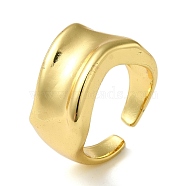Rack Plating Brass Open Cuff Rings for Women, Real 18K Gold Plated, US Size 8 1/4(18.3mm)(RJEW-M162-17G)