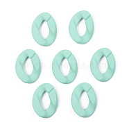 Opaque Spray Painted Acrylic Linking Rings, Quick Link Connectors, for Curb Chains Making, Unwelded, Twist, Turquoise, 39.5x29.5x7.5mm, Inner Diameter: 22x11mm(X-OACR-T024-01-I09)