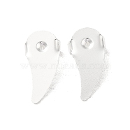 Brass Studs Earrings Findings, Wings, Silver, 18x8.5x0.4mm, Hole: 1mm(FIND-Z039-01B-S)
