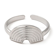 304 Stainless Steel Open Cuff Rings, Half Round, Stainless Steel Color, Inner Diameter: 17.8mm(RJEW-K245-81P)
