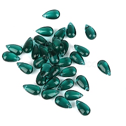 5Pcs Transparent Glass Beads, Top Drilled, Teardrop, Teal, 14x8mm, Hole: 1mm(GLAA-PW0001-25M)