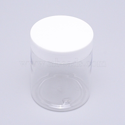 Transparent PET Plastic Bead Containers, with Screw Lids, Column, White, 7.1x8.7cm, Capacity: 250ml(8.45 fl. oz)(X-CON-WH0062-11A-01)