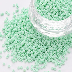 Glass Cylinder Beads, Seed Beads, Baking Paint, Round Hole, Aquamarine, 1.5~2x1~2mm, Hole: 0.8mm, about 45000pcs/bag, about 1pound/bag(SEED-S047-A-035)