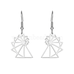 Non-Tarnish 304 Stainless Steel Dangle Earring, Flower, Stainless Steel Color, No Size(DE3175-2)