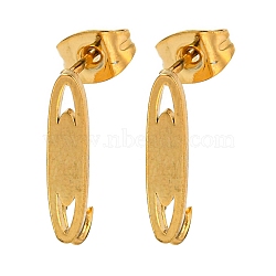 Ion Plating(IP) 304 Stainless Steel Stud Earring Findings, with Vertical Loop, Oval, Golden, 16.5x3.5mm, Hole: 3mm, Pin: 0.7mm(STAS-H180-09G)