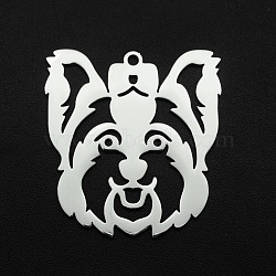 201 Stainless Steel Pendants, Laser Cut, Hollow, Dog, Stainless Steel Color, 32x29x1mm, Hole: 1.6mm(STAS-R111-JA672)