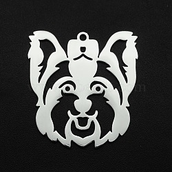 Non-Tarnish 201 Stainless Steel Pendants, Laser Cut, Hollow, Dog, Stainless Steel Color, 32x29x1mm, Hole: 1.6mm(STAS-R111-JA672)