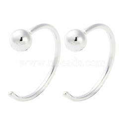 999 Fine Silver Pull Through Earrings, Silver, Round, 12x3mm(EJEW-P296-26A-S)