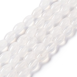 Natural White Agate Beads Strands, Grade A, Oval, 9x6mm, Hole: 1.2mm, about 43pcs/strand, 15.16 inch(38.5cm)(X-G-C247-01A)