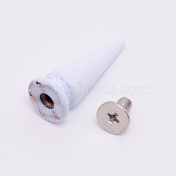 Zinc Alloy Rivets, with Iron Screw, Cone, White, 25x10mm(PALLOY-WH0079-53B)