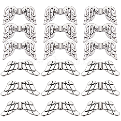 40Pcs 2 Styles Tibetan Style Alloy Beads, Wing, Antique Silver, 11~12x19~29.5x2.5~4mm, Hole: 1.2~1.8mm, 20pcs/style(FIND-SC0011-80)