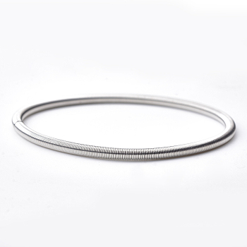 Round Iron French Wire, Gimp Wire, for Bracelet Jewelry Making, Platinum, 7-1/4 inch~7-3/8 inch(18.3~18.6cm), 3mm