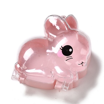 Plastic Bead Containers, Candy Treat Gift Box, for Wedding Party Packing Box, Rabbit, Pink, 10.6x8.8x3.85cm, Hole: 5mm