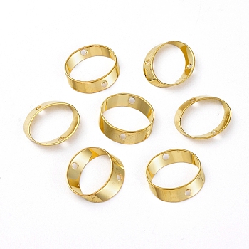 Rack Plating Brass Bead Frames, Ring, Golden, 13x2mm, Hole: 1.4mm