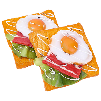 2Pcs PU Leather Food Toast Model Display Decoration, for Home Office Desktop Decoration, Orange, 113x114x35mm