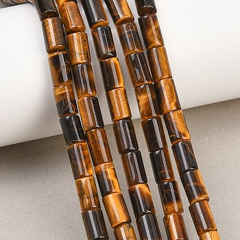 Natural Tiger Eye Beads Strands, Column, 7.5~9x5~5.5mm, Hole: 0.7~0.8mm, about 48pcs/strand, 15.35''(39cm)