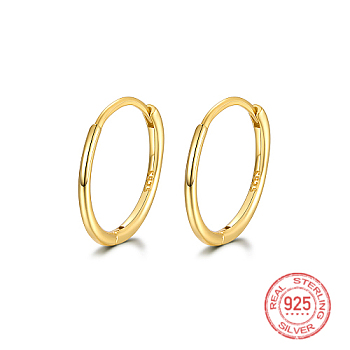 925 Sterling Silver Huggie Hoop Earrings, with S925 Stamp, Real 18K Gold Plated, 8mm