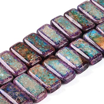 Natural Imperial Jasper Beads Strands, Dyed, Rectangle, Purple, 20.5x10.5x6mm, Hole: 1.1mm, about 20pcs/strand, 8.07 inch(20.5cm)