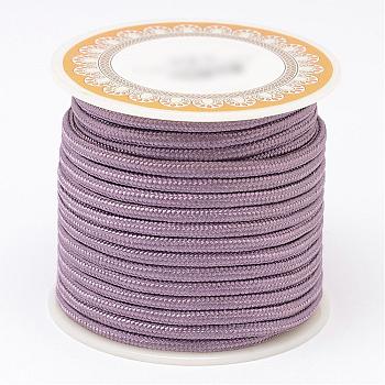 Braided Polyester Cords, Round, Medium Purple, 3mm, about 8.74 yards(8m)/roll