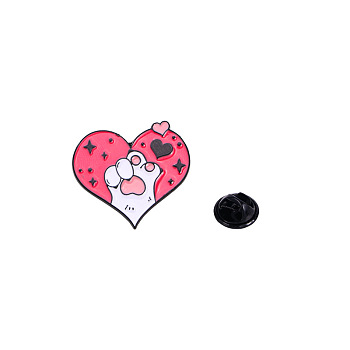 Lovely Cat Paw Print Clothes Decorations Bag Accessories, Alloy Enamel Badge Pins, Cute Cartoon Brooch for Women, Hot Pink, 30x28mm