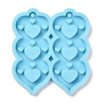 Pendant Silicone Molds, Resin Casting Molds, For UV Resin, Epoxy Resin Jewelry Making, Heart, Dark Cyan, 82x75x7mm