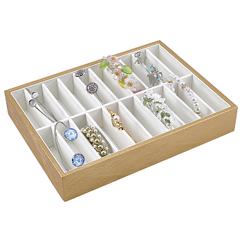 20 Grids PU Leather Bangle Organizer Display Trays, with Velvet Inside, Rectangle, White, 24x18x4cm