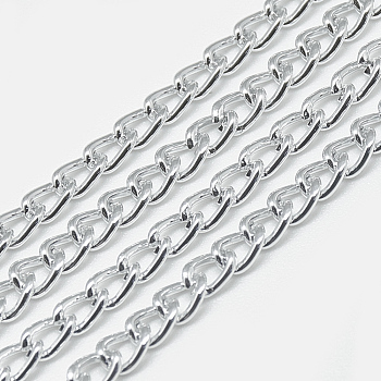 Unwelded Aluminum Curb Chains, Gainsboro, 4.4x3x0.8mm, about 100m/bag