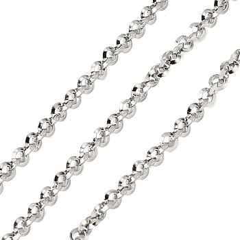 304 Stainless Steel Rolo Chains, Soldered, with Spool, Stainless Steel Color, 3x0.85mm