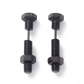 304 Stainless Steel Screw Bolt Ear Taper Stretcher for Woman Men, Electrophoresis Black, 33x8mm, Pin: 1.2mm